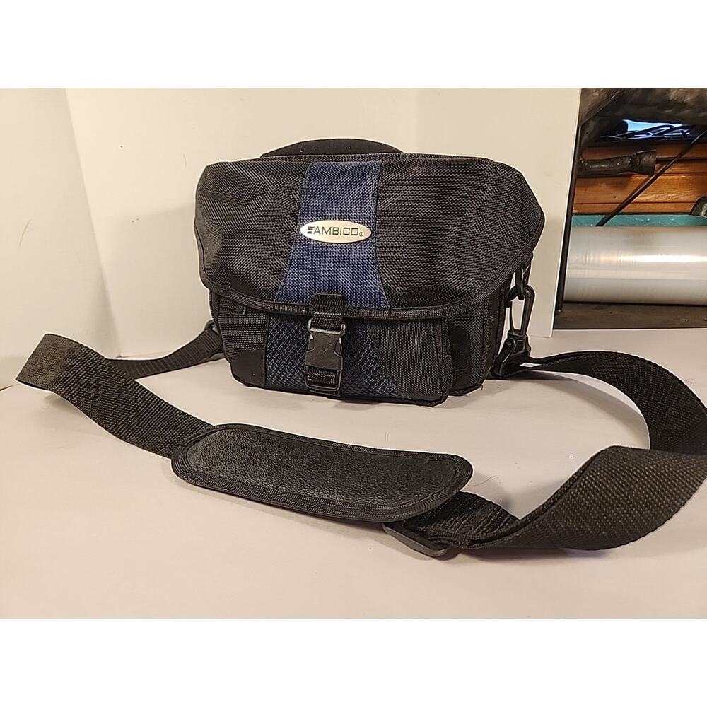 AMBICO Black Padded Large Camera/Camcorder Bag w/ Shoulder Strap & Pockets-VTG
